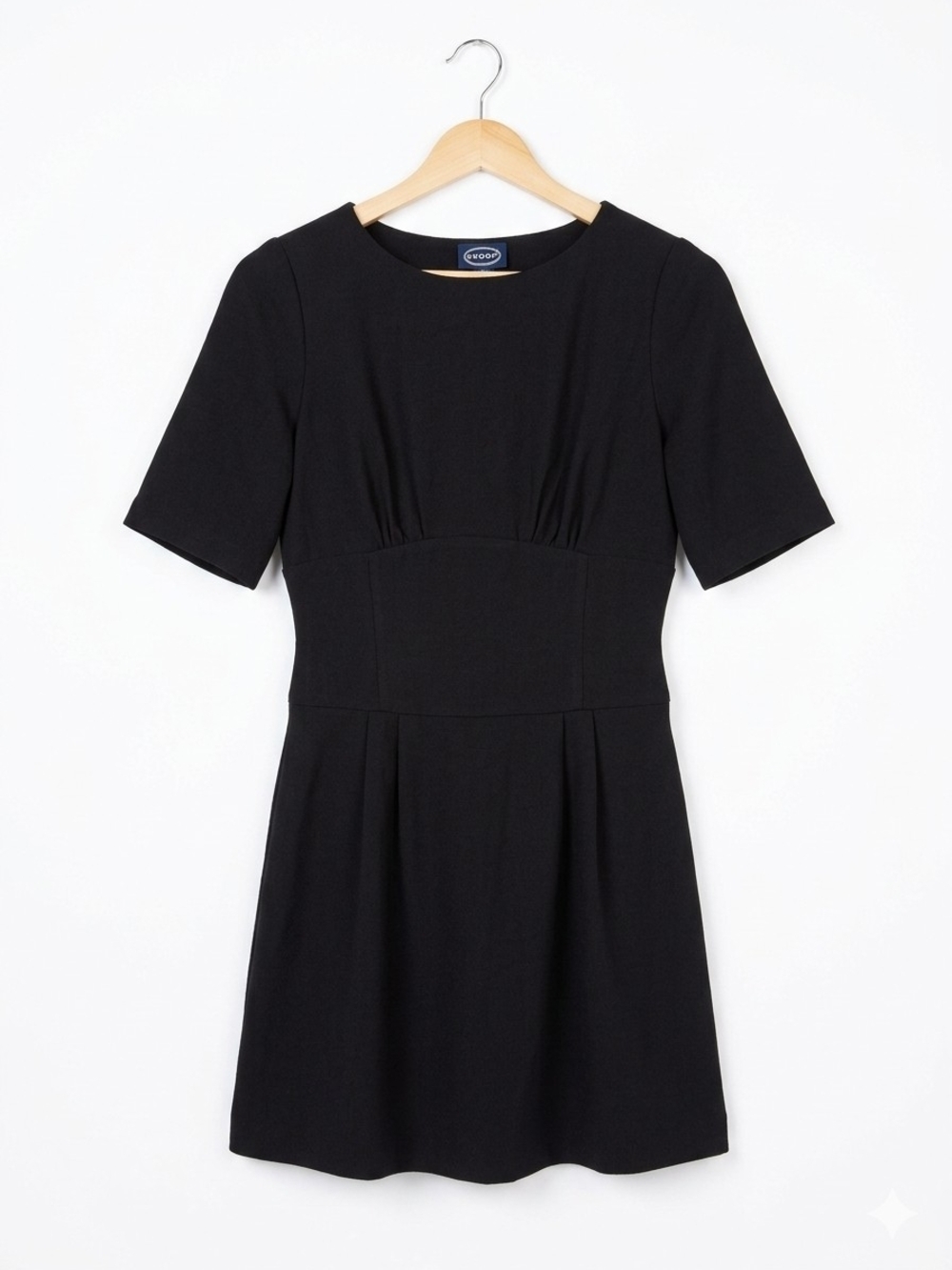 Elegant Black Short-Sleeve Midi Dress